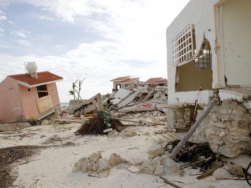 Cancun houses after hurricane storm disaster