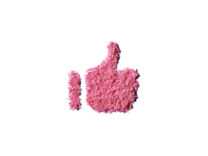 Thumbs up icon shaped out of eraser shavings