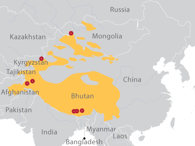 snow leopards habitat map