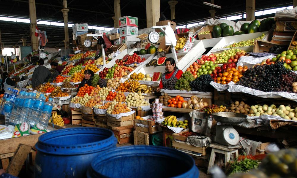 Fresh produce in a local market in Cuzco, Peru