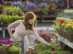 Woman choosing flowers