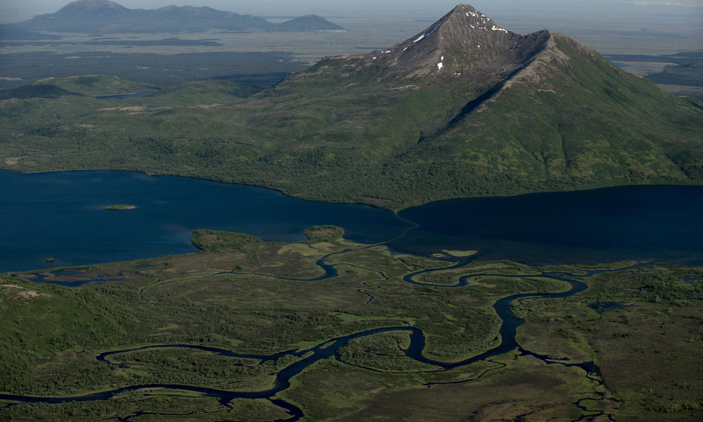Rivers flowing and mountains in Alaska
