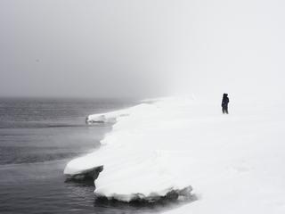 Man standing on glacier 