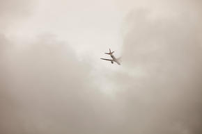 A plane flying into cloud over London