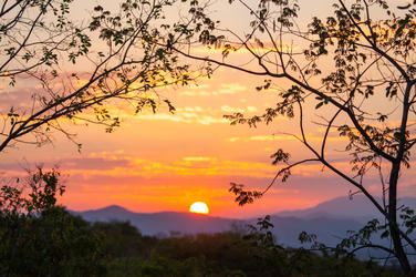Sunset over Selous Game Reserve in Tanzania