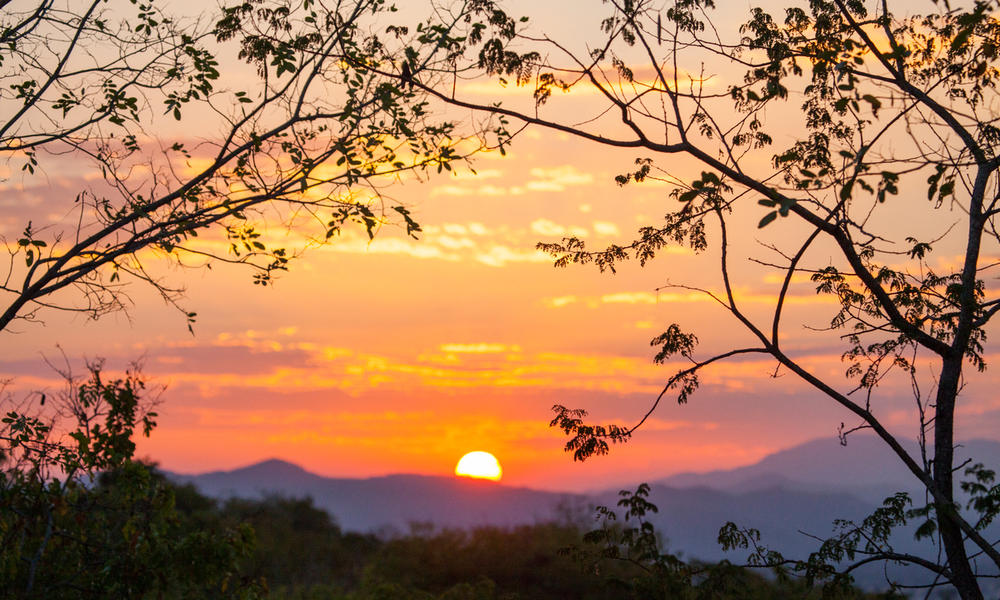 Sunset over Selous Game Reserve in Tanzania