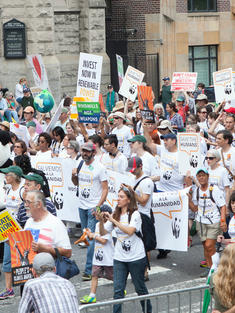 WWF activists marching at the People's Climate March 2017