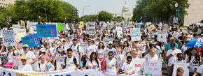 Shot of WWF activists walking during the 2017 DC Climate March