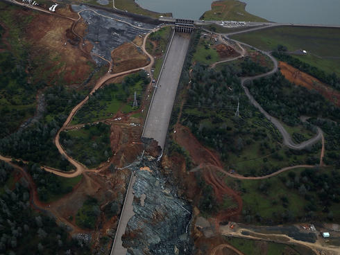 A Damaged spillway, Lake Oroville, CA.