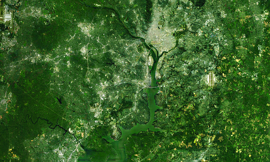 Satellite image of the Potomac River Basin