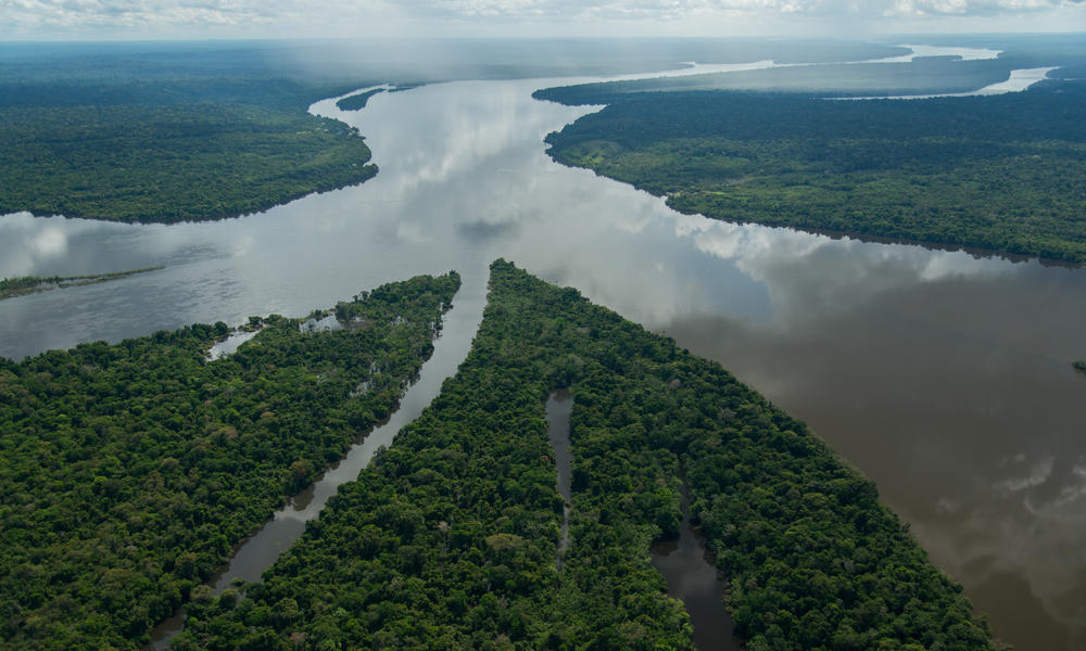 Rivers mouth of Teles Pires and Juruena, forming the Tapajos River.