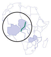 Map of Africa and where the Luangwa River is relation to the continent