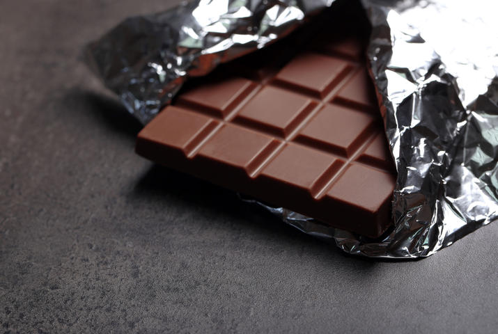 Chocolate bar wrapped in foil