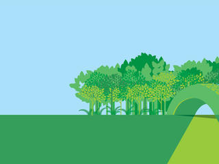 Illustration of a tire archway on a road