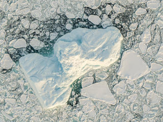 Aerial view of sea ice off the coast of Greenland