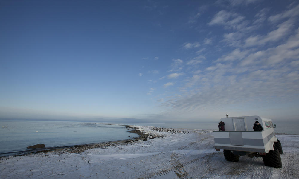 Polar Rover Parked By The Emerging Sea Ice