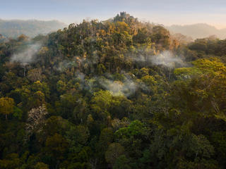 Aerial landscape of Thung Yai-Huai Kha Khaeng Wildlife Sanctuary in Thailand