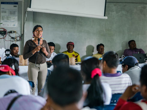 Chela Umir presents her work to the community