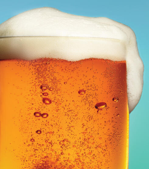 Closeup of glass of beer