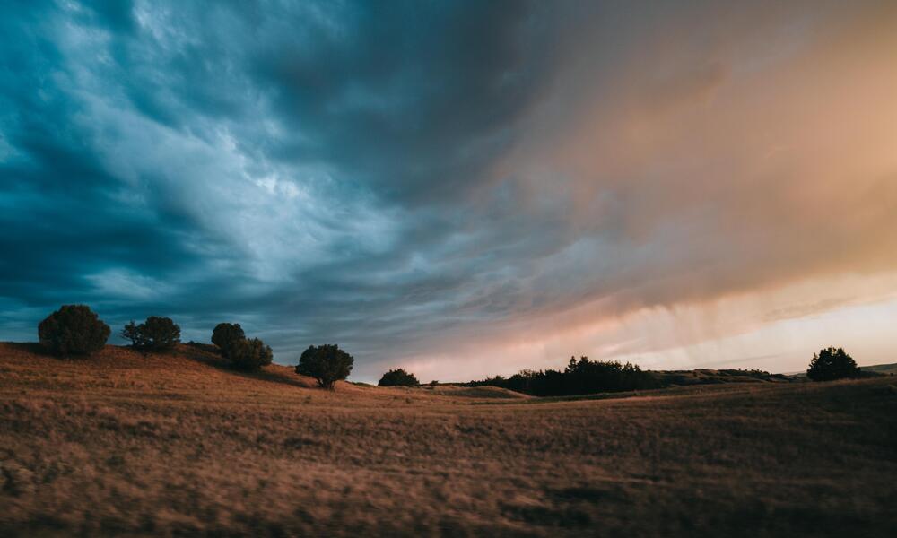 Stormy sunrise over the Badlands