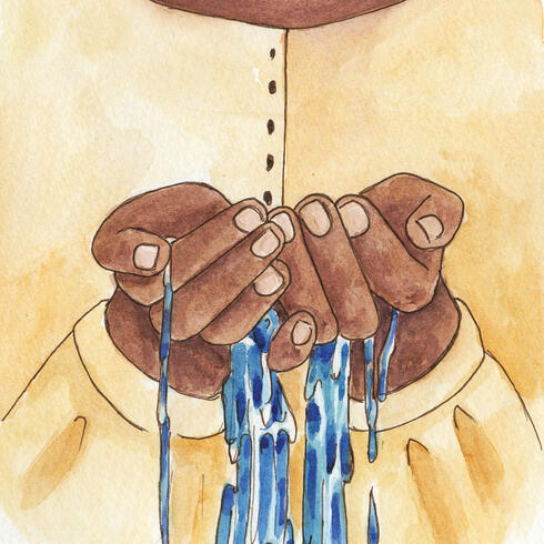 Drawing of hands holding water