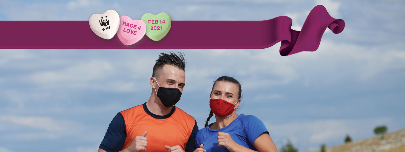 Two runners in masks giving thumbs up