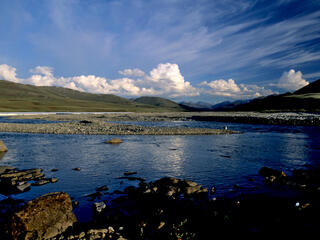 View of Aichilik River with shoreline in the Arctic National Wildlife Refuge