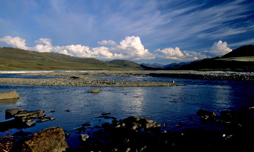 View of Aichilik River with shoreline in the Arctic National Wildlife Refuge
