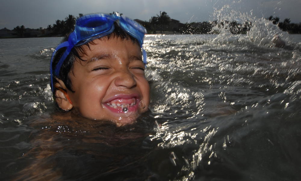 boy in lake