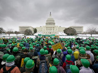 Campaigning youth gathering on Capitol Hill to demand climate legislation and action from the US government.