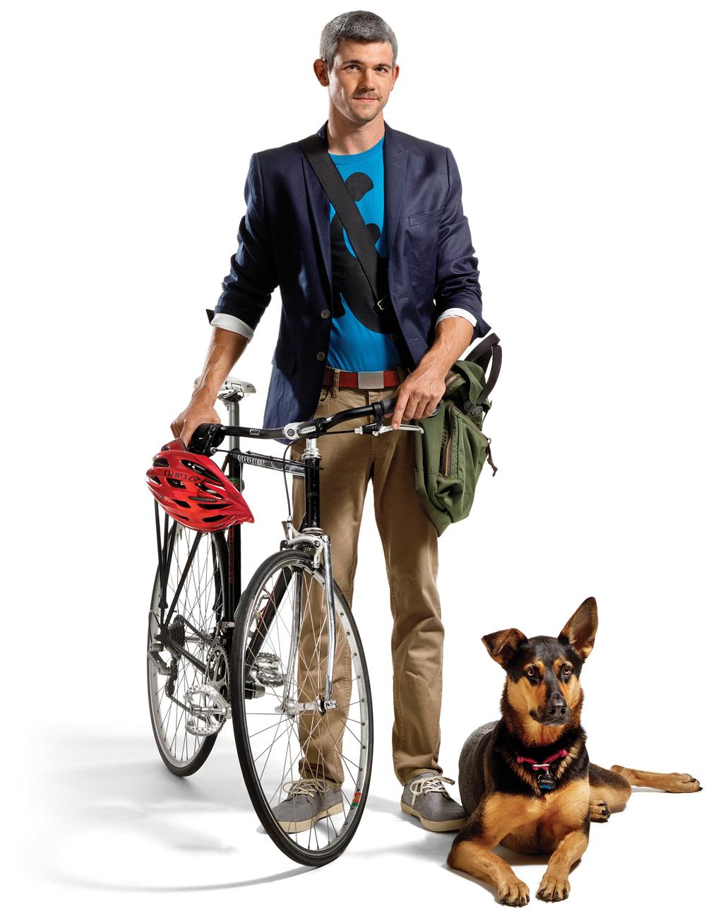 Man with bicycle and dog